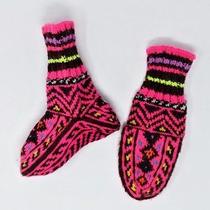 Natural wool winter socks - hand knitted